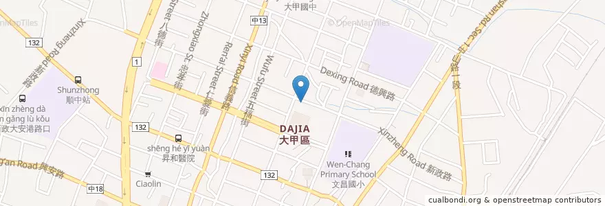 Mapa de ubicacion de 大甲區公所 en Taiwan, Taichung, Distretto Di Dajia.