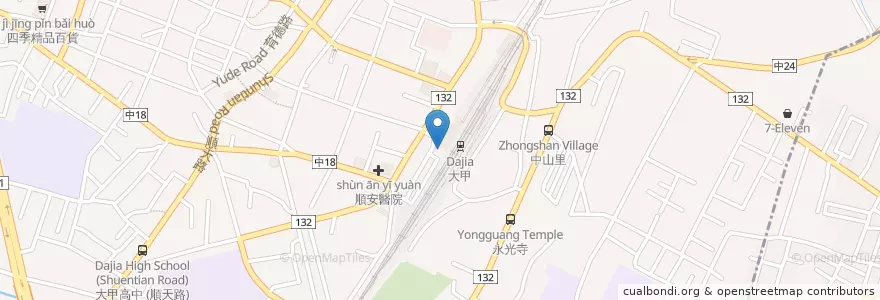 Mapa de ubicacion de 大甲火車站 en Taiwan, 臺中市, 大甲區.