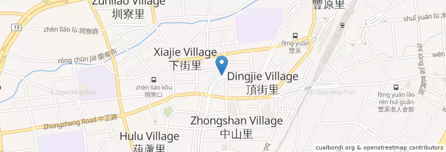 Mapa de ubicacion de 豐原廟東夜市 en Taiwan, Taichung, 豐原區.