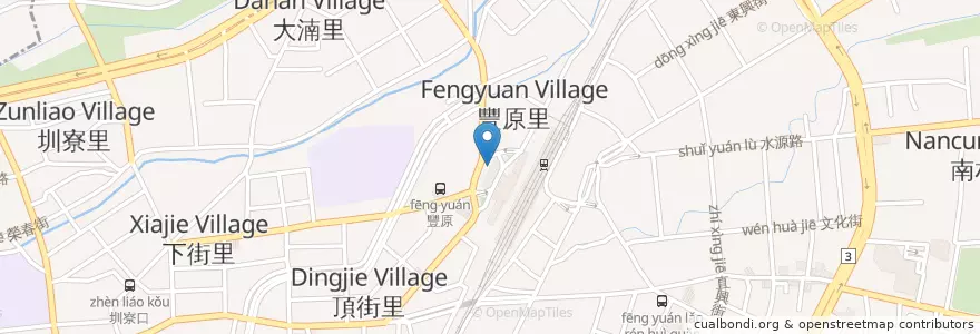 Mapa de ubicacion de Fengyuan Station en Taiwan, Taichung, Fengyuan District.