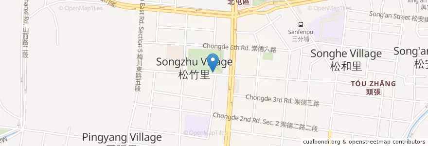 Mapa de ubicacion de 三分埔公園 en 台湾, 台中市, 北屯区.