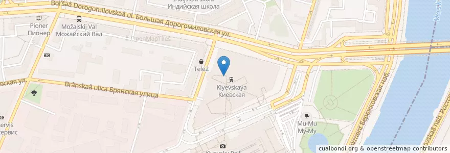 Mapa de ubicacion de KFC en Rússia, Distrito Federal Central, Москва, Западный Административный Округ, Район Дорогомилово.
