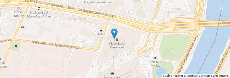 Mapa de ubicacion de Баскин Роббинс en ロシア, 中央連邦管区, モスクワ, Западный Административный Округ, Район Дорогомилово.