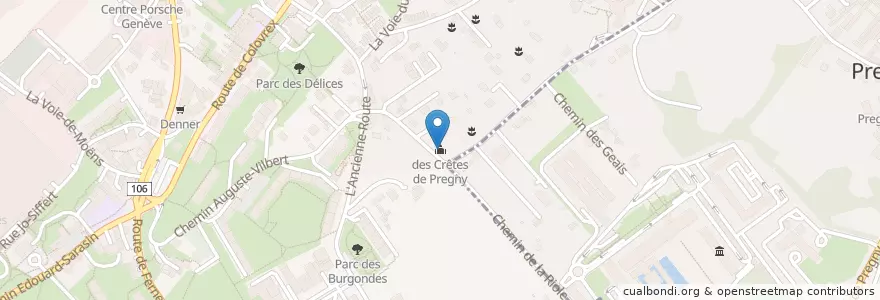 Mapa de ubicacion de des Crêtes de Pregny en Schweiz, Genf, Genf, Le Grand-Saconnex.