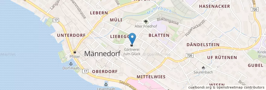 Mapa de ubicacion de Glashuus Kafi en 瑞士, 蘇黎世, Bezirk Meilen, Männedorf.