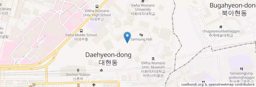 Mapa de ubicacion de Starbucks en Республика Корея, Сеул, 서대문구, 신촌동.
