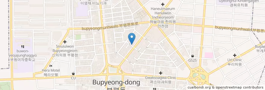 Mapa de ubicacion de Starbucks en Güney Kore, 인천, 부평구, 부평동.