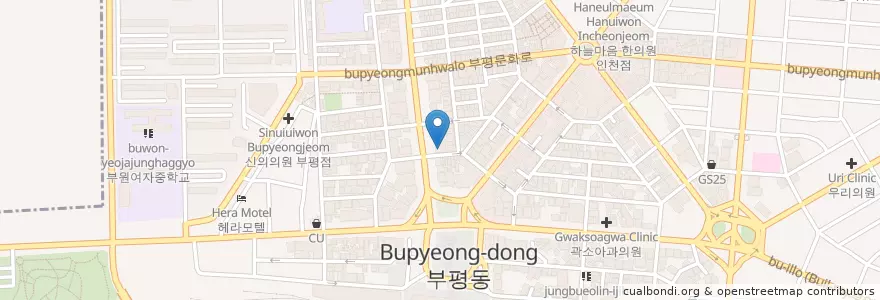 Mapa de ubicacion de 우리은행 (Wooribank) en Güney Kore, 인천, 부평구, 부평동.