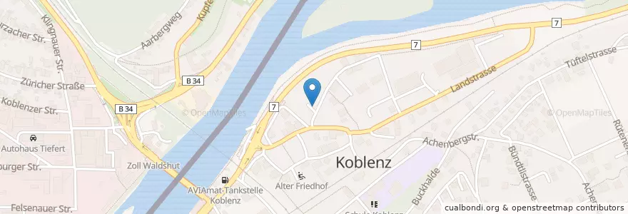 Mapa de ubicacion de Feuerwehr Koblenz en آلمان, بادن-وورتمبرگ, Koblenz, Regierungsbezirk Freiburg, Landkreis Waldshut, Koblenz, Waldshut-Tiengen.