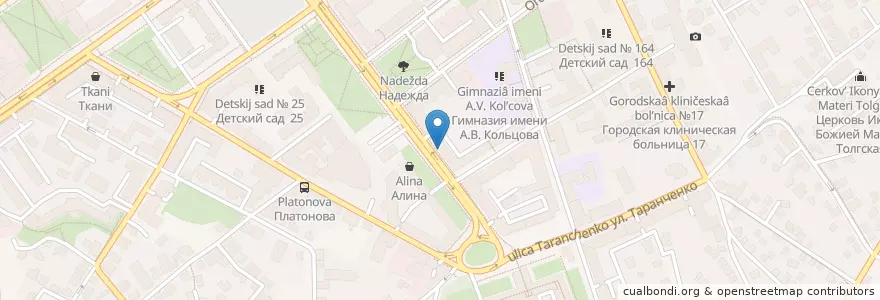 Mapa de ubicacion de Папин сибиряк en Russia, Distretto Federale Centrale, Oblast' Di Voronež, Городской Округ Воронеж.