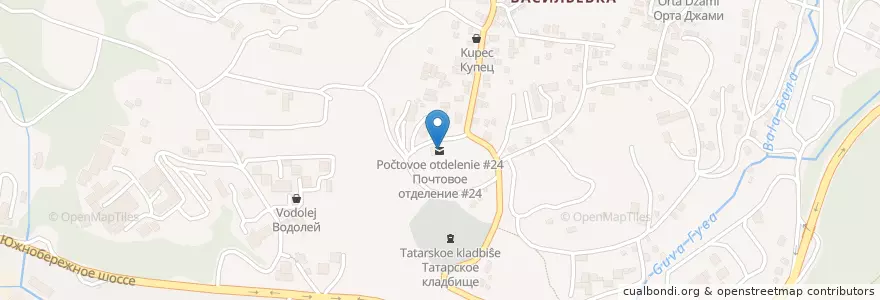 Mapa de ubicacion de Почтовое отделение № 24 en Russland, Föderationskreis Südrussland, Autonome Republik Krim, Republik Krim, Jaltaer Stadtrat, Stadtkreis Jalta.