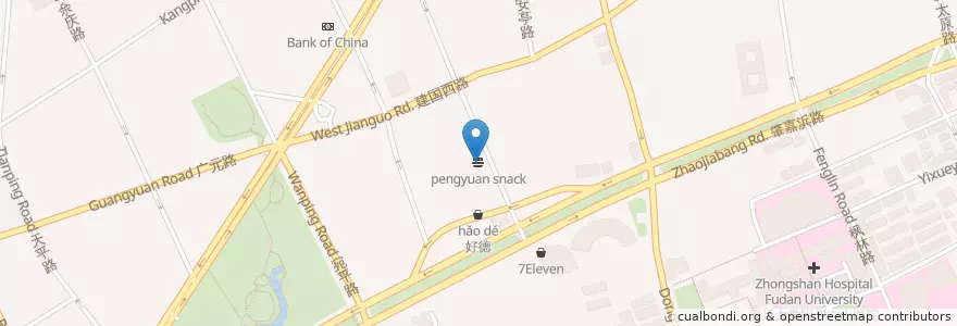 Mapa de ubicacion de pengyuan snack en Chine, Shanghai, District De Xuhui.