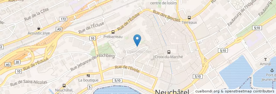 Mapa de ubicacion de Café de la Collégiale en 瑞士, Neuchâtel, Lac De Neuchâtel (Ne), District De Neuchâtel, Neuchâtel.