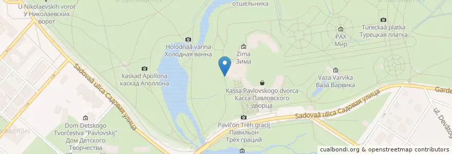 Mapa de ubicacion de Jasmine en ロシア, 北西連邦管区, レニングラード州, サンクト ペテルブルク, Пушкинский Район, Павловск.