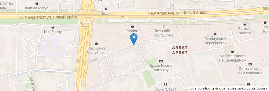 Mapa de ubicacion de Corner en Россия, Центральный Федеральный Округ, Москва, Центральный Административный Округ, Район Арбат.