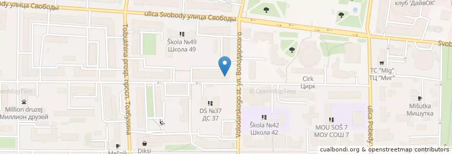 Mapa de ubicacion de ДКБ 1, поликлиника 3 en Rusia, Distrito Federal Central, Óblast De Yaroslavl, Ярославский Район, Городской Округ Ярославль.