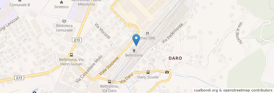 Mapa de ubicacion de city bistro en Switzerland, Ticino, Distretto Di Bellinzona, Circolo Di Bellinzona, Bellinzona.