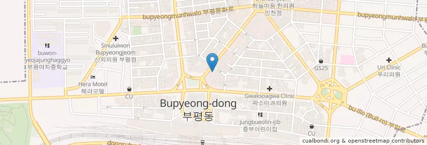 Mapa de ubicacion de 빽다방 (Paik's Coffee) en 대한민국, 인천, 부평구, 부평동.