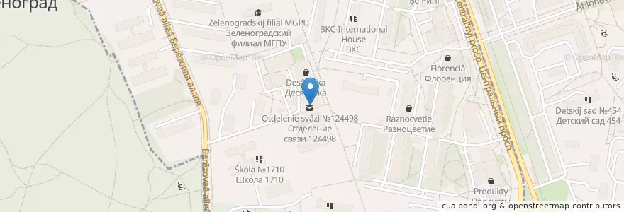 Mapa de ubicacion de Отделение связи №124498 en Rusland, Centraal Federaal District, Oblast Moskou, Moskou, Зеленоградский Административный Округ, Район Матушкино.