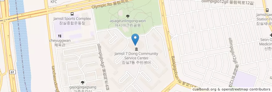 Mapa de ubicacion de 남포교회 en Coreia Do Sul, Seul, 강남구, 송파구, 잠실7동.