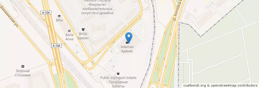 Mapa de ubicacion de Шоколадница en روسيا, Центральный Федеральный Округ, Москва, Северный Административный Округ, Район Марфино.