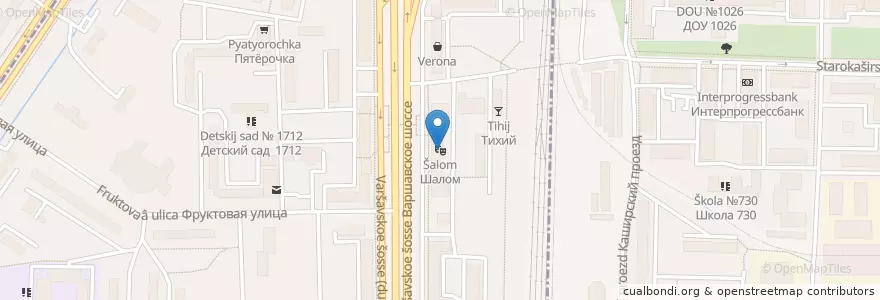 Mapa de ubicacion de Шалом en Rusia, Distrito Federal Central, Москва, Южный Административный Округ, Нагорный Район.