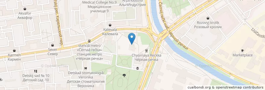 Mapa de ubicacion de Biergarten en Russia, Northwestern Federal District, Leningrad Oblast, Saint Petersburg, Приморский Район, Округ Чёрная Речка.