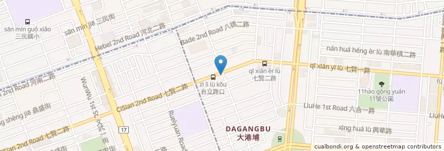 Mapa de ubicacion de 台湾丟丟銅仔魯肉飯 en Taiwan, Kaohsiung, 新興區, 三民區.