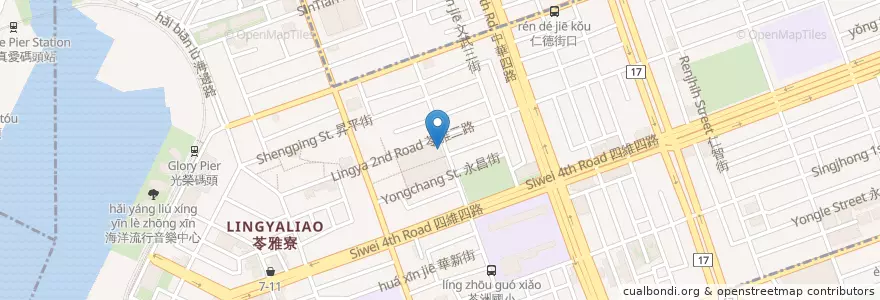 Mapa de ubicacion de 香港粥品 en Тайвань, Гаосюн, 苓雅區.