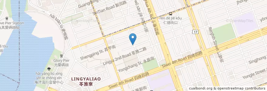 Mapa de ubicacion de 名家潮洲手工餛飩面 en Taiwán, Kaohsiung, 苓雅區.