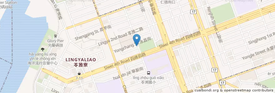 Mapa de ubicacion de 大衆鱔魚麵 en Taiwan, Kaohsiung, Lingya District.