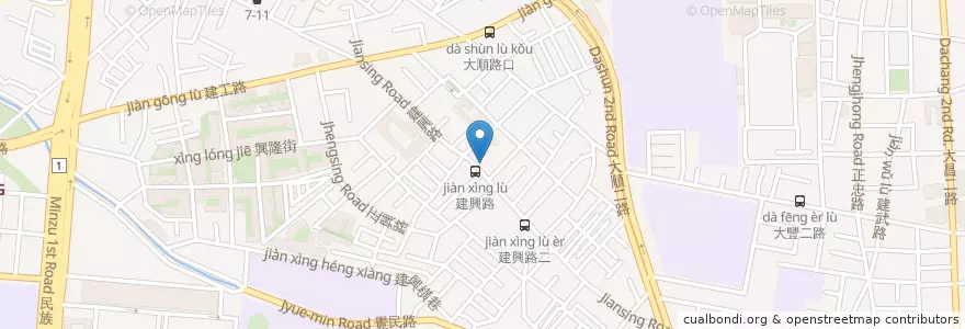 Mapa de ubicacion de 麵線糊排骨（大骨麵線糊） en Taiwan, Kaohsiung, 三民區.