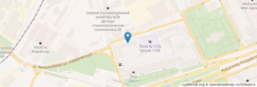 Mapa de ubicacion de Участковый пункт полиции № 38 en Rusland, Centraal Federaal District, Moskou, Западный Административный Округ, Район Дорогомилово.