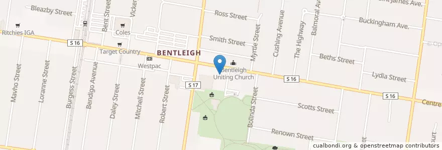 Mapa de ubicacion de Bentleigh RSL en Australia, Victoria, City Of Glen Eira.