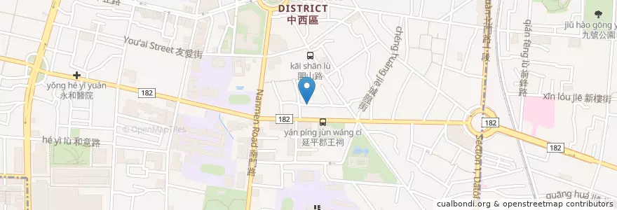 Mapa de ubicacion de 洞蕎麥 en 臺灣, 臺南市, 中西區.