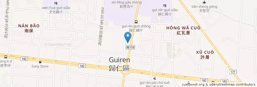 Mapa de ubicacion de 維根素食 en 臺灣, 臺南市, 歸仁區.