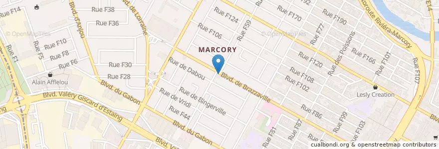 Mapa de ubicacion de Pharmacie du petit Marché en Costa De Marfil, Abiyán, Marcory.
