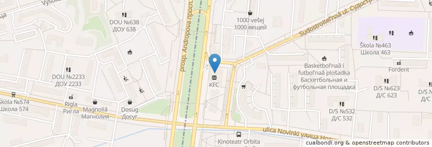 Mapa de ubicacion de Pizza Hut en Rússia, Distrito Federal Central, Москва, Южный Административный Округ, Район Нагатинский Затон.