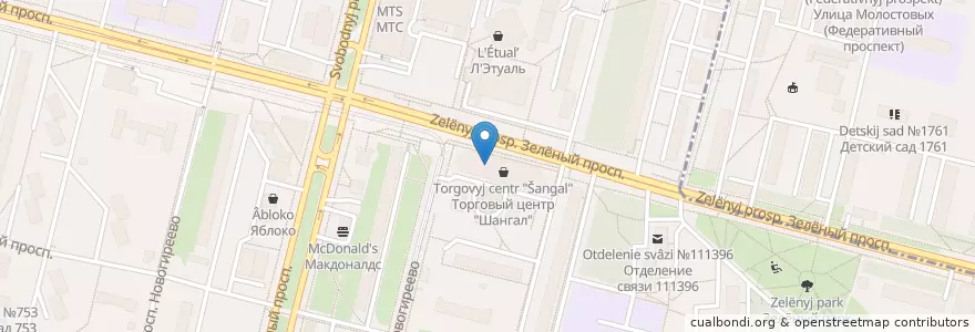 Mapa de ubicacion de KFC en Rusia, Distrito Federal Central, Москва, Восточный Административный Округ, Район Новогиреево.