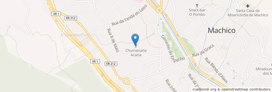 Mapa de ubicacion de Churrascaria Acacia en 葡萄牙, Machico, Machico.