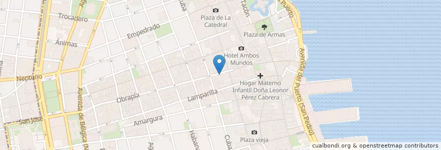 Mapa de ubicacion de Café Habana en كوبا, La Habana, La Habana Vieja.