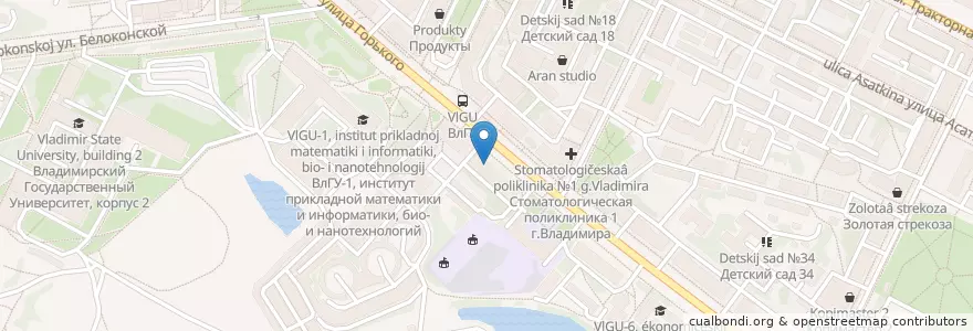 Mapa de ubicacion de Аптека 33 en Rusya Federasyonu, Центральный Федеральный Округ, Владимирская Область, Городской Округ Владимир.