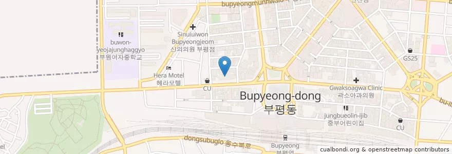 Mapa de ubicacion de 이디야커피 en Corea Del Sur, Incheon, 부평구, 부평동.