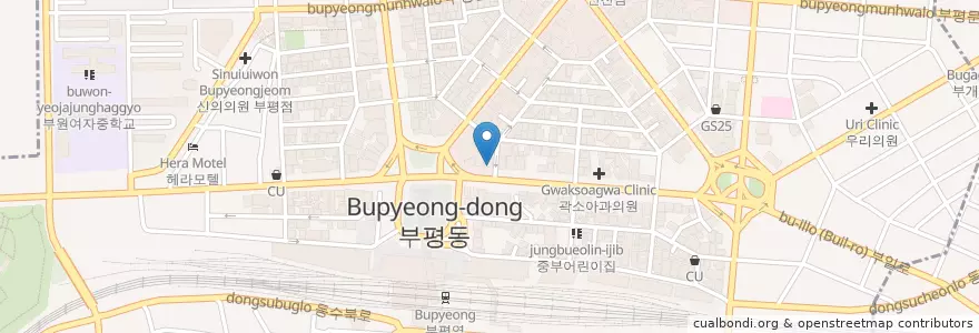 Mapa de ubicacion de 엔제리너스커피 (Angle-in-us) en Korea Selatan, 인천, 부평구, 부평동.