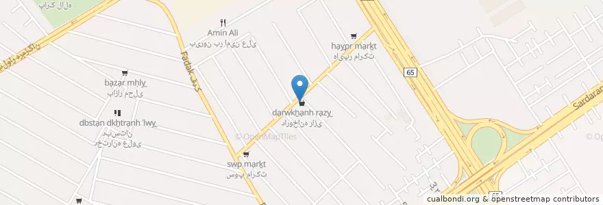 Mapa de ubicacion de داروخانه رازی en イラン, ファールス, شهرستان شیراز, بخش مرکزی, شیراز.