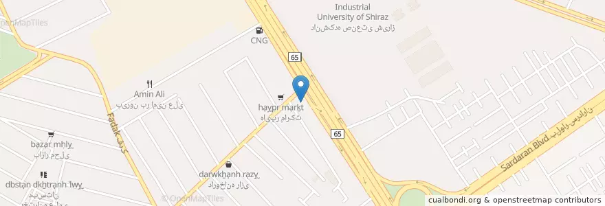 Mapa de ubicacion de بانک ملت en 이란, استان فارس, شهرستان شیراز, بخش مرکزی, شیراز.