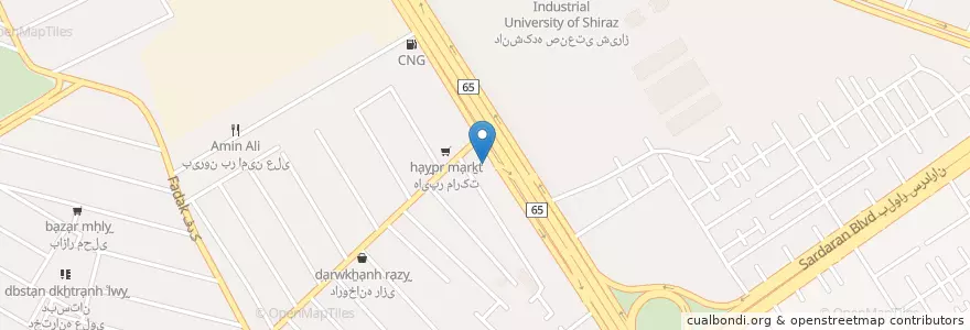 Mapa de ubicacion de بانک مسکن en Иран, Фарс, شهرستان شیراز, بخش مرکزی, شیراز.