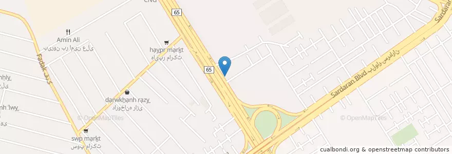 Mapa de ubicacion de بانک سپه en Iran, استان فارس, شهرستان شیراز, بخش مرکزی, شیراز.