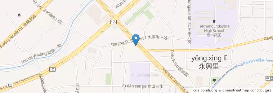 Mapa de ubicacion de Shan Jai en Taiwan, Taichung, 南區.