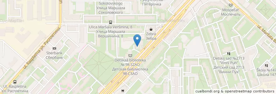 Mapa de ubicacion de Мосаптека en Rusia, Distrito Federal Central, Москва, Северо-Западный Административный Округ, Район Щукино.